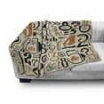 thumbnail image 3 of Number Soft Flannel Fleece Throw Blanket, Various Vintage Numeral Mathematical Nostalgic Typography Art, Cozy Plush for Indoor and Outdoor Use, 70" x 90", Dark Orange Beige Black, by Ambesonne, 3 of 6