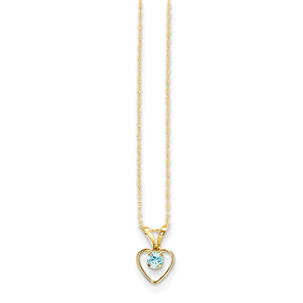 Blue Zircon Heart Birthstone Necklace 