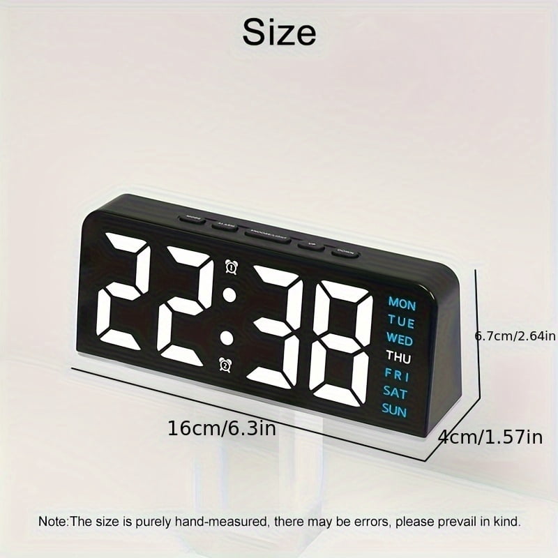 Keli 「LED digital clock」large font display alarm clock + temperature + date multi-function bedside clock luminous atmosphere light simple and stylish home decoration