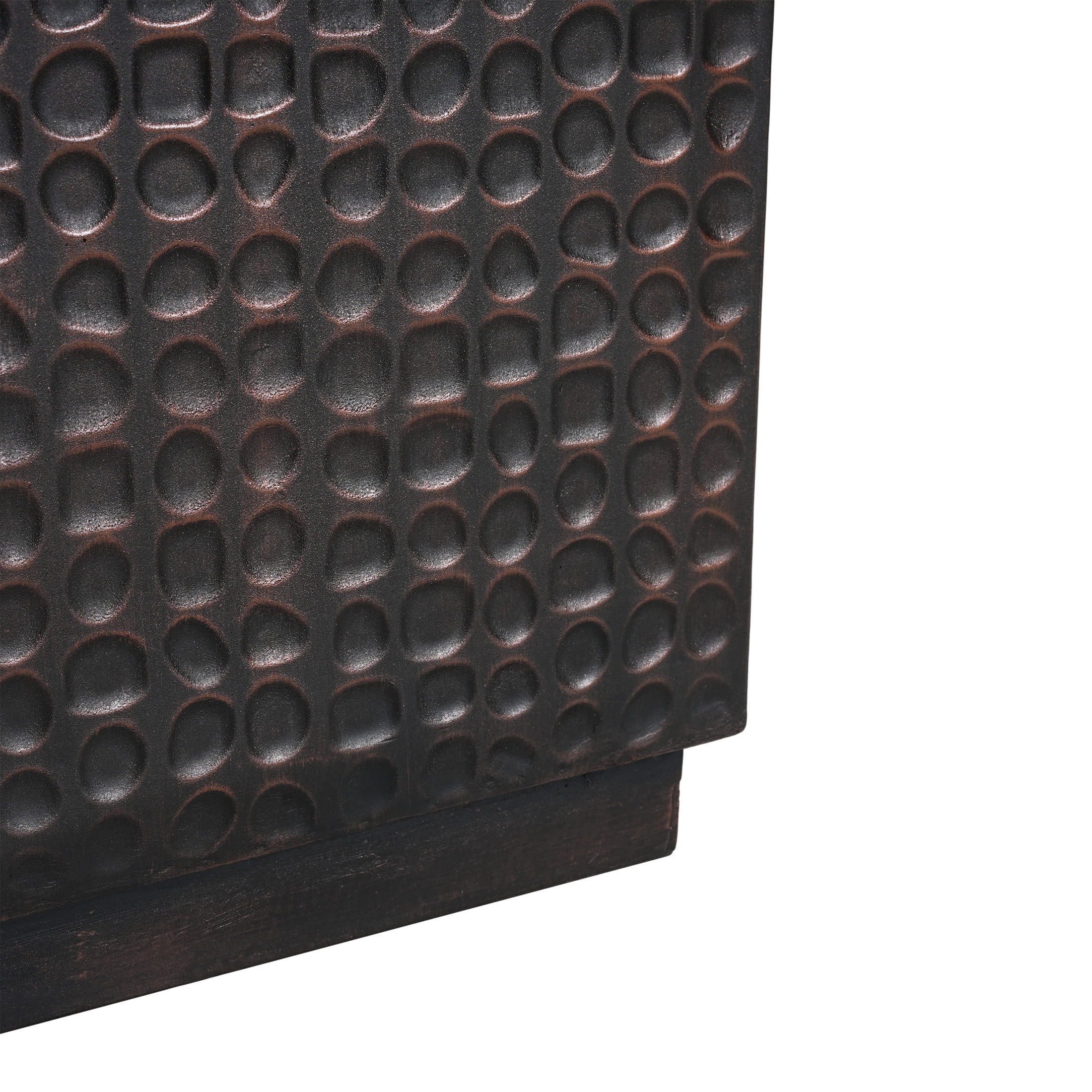 Christopher Knight Home Outdoor 15" Accent Side Table, Fluted Cube Patio Coffee Table, Antique Copper