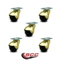 thumbnail image 2 of 2 Inch Bright Brass Hooded Top Plate Ball Casters Set of 5 Service Caster, 2 of 2