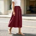 thumbnail image 7 of Tdoqot Womens Cotton Linen Skirts with Pockets- Summer Casual A-Line Drawstring Elastic Waist Midi Skirt Wine Size XL, 7 of 7