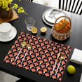 thumbnail image 3 of Red Orange Mushroom Black Pattern Summer Placemats Table Placemats Set Of 6-Linen Kitchen Washable Placemats Table Mats 11.8"x17.7" Non-Slip Heat Resistant, 3 of 5
