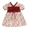thumbnail image 1 of Cathalem Robe de Fête pour Fille à Manches Courtes Tenue de Jeu des Fêtes Robe Midi Douce, Rouge 110, 1 of 5