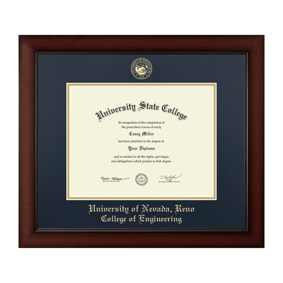 Framerly - UNR Engineering Diploma Frame with Navy and Gold Mat