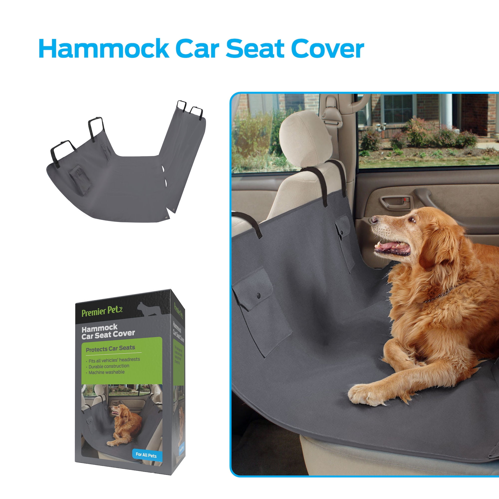 Premier Pet Car Hammock Seat Cover Helps Secure Your Dog And Protect Vehicle S Back Durable Machine Washable Design Makes Clean Up Easy Com - Dog Cover Seats For Cars