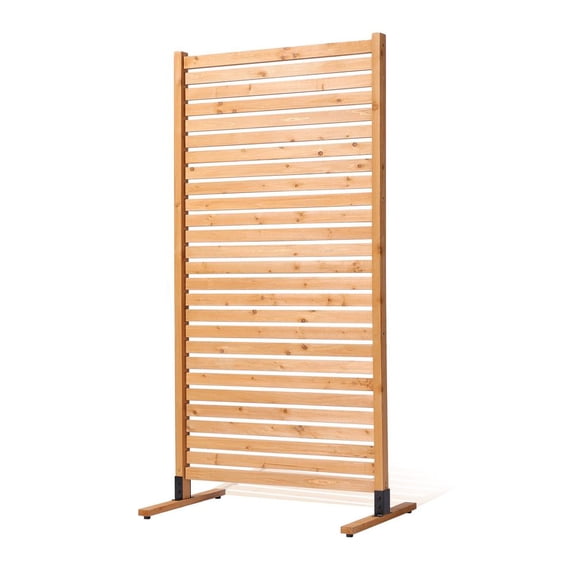 Wooden Privacy Screen 36"x76", Freestanding Wood Panel for Outdoor Patio, Decorative Garden Divider, Balcony Privacy Fence with Stand