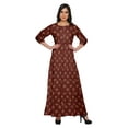 thumbnail image 1 of Moomaya Robe Longue Évasée Imprimée pour Femmes Manches 3/4 Col Rond Tenue Décontractée, 1 of 3