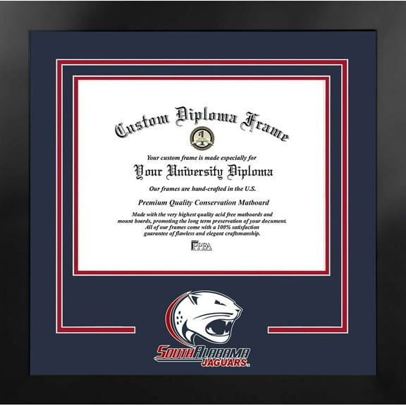South Alabama Jaguars 11w x 8.5h Spirit Diploma Manhattan Black Frame with Bonus Campus Images Lithograph (value savings $59)