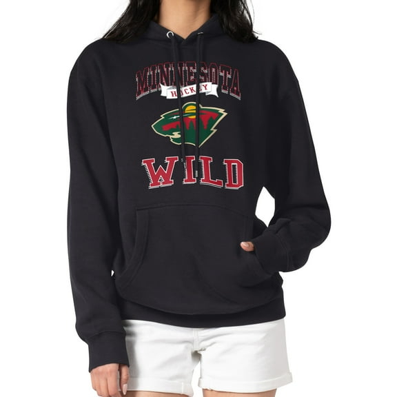 Women's G-III 4Her by Carl Banks Black Minnesota Wild Team Logo Tri-Blend Fleece Pullover Hoodie