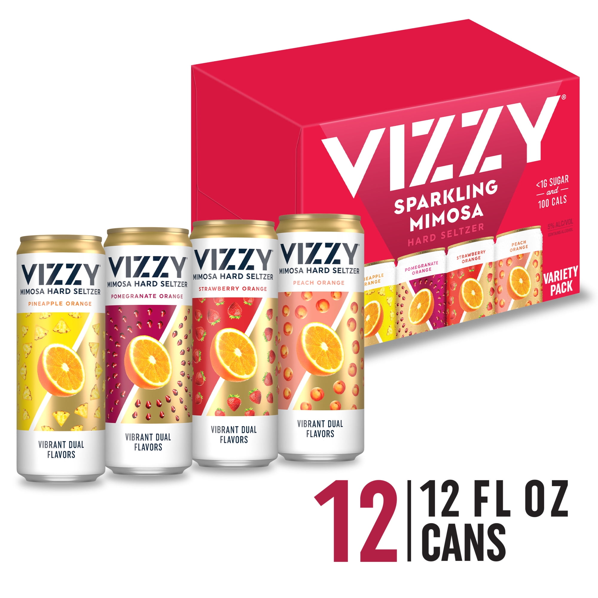 Vizzy Mimosa Variety Pack Hard Seltzer, 12 Pack, 12 fl oz Cans, 5 ABV