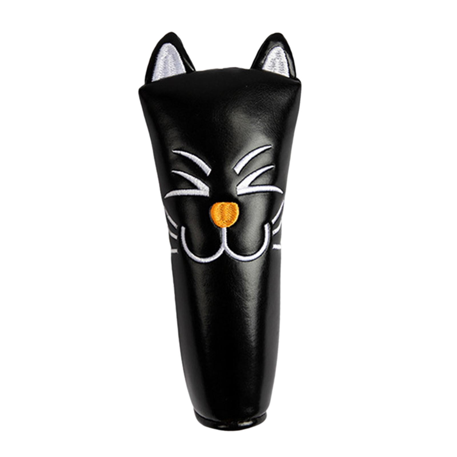 harayaa Golf Club Head Covers Mallet Putter Cat Pattern Accessories Putter Cue Headcover Straight Black