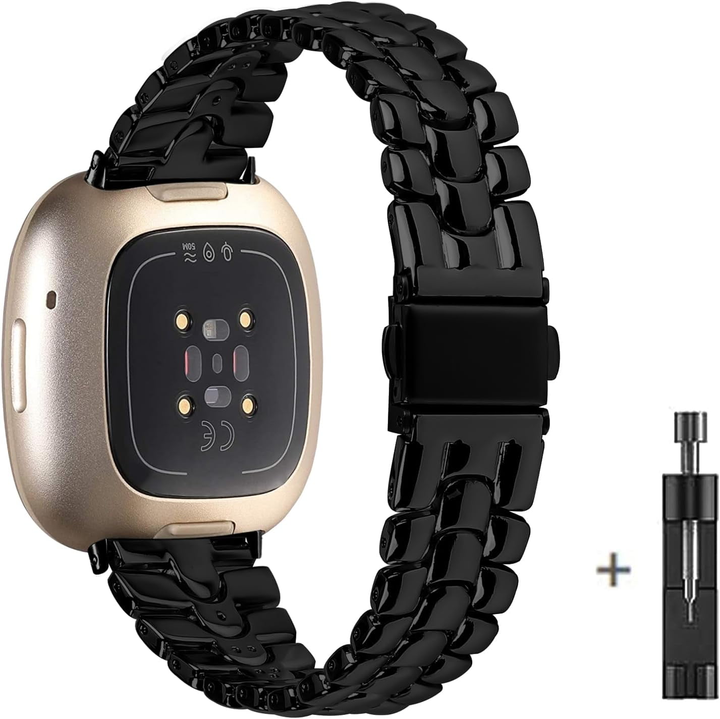 REQO Metal Bands Compatible with Fitbit Versa 4/Versa 3/Sense 2/Sense, Women Replacement Wristband