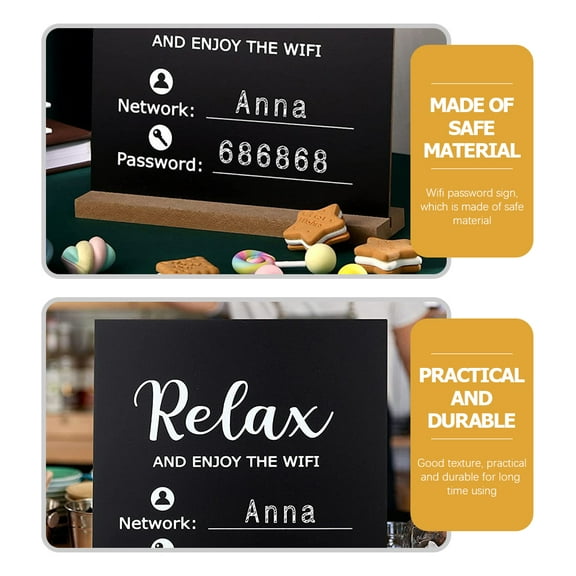 LEORX Wooden WiFi Sign for Home Use Black Chalkboard Easily Visible and Portable 7.8 x 5.9 Inches