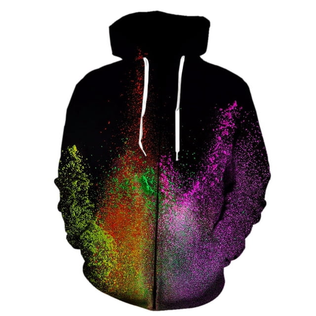 Sudadera con capucha y cremallera con estampado 3D de salpicaduras de polvo y teñido anudado para hombre y mujer, sudaderas de moda para niño y niña, jersey de manga larga, ropa de calle