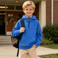 thumbnail image 4 of LOINRODI Boys Half Zip Hooded Sweatshirt, Fleece Lined Raglan Sleeve Zip Arm Pocket Pullover Casual Long Sleeve Fall Street Pullover Hoodie Blue Size 10, 4 of 9