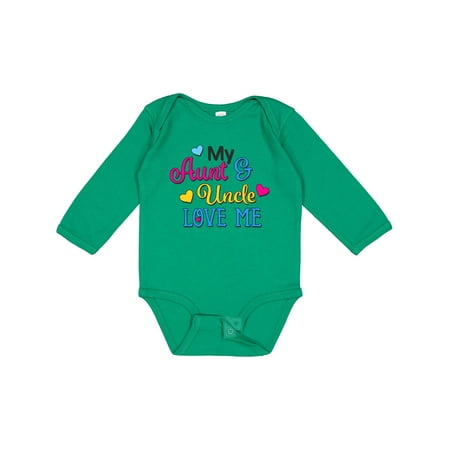 

Inktastic My Aunt and Uncle Love Me with Hearts Gift Baby Boy or Baby Girl Long Sleeve Bodysuit