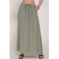 thumbnail image 5 of Women's Elastic Waist Crinkle Woven Long Skirt with Tie Detail, Casual Flowy Maxi Skirt Olive S, 5 of 5