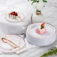 thumbnail image 5 of 175 Piece Rose Gold Dinnerware Set for 25 Guests, Plastic Plates Disposable for Party, Include: 25 Dinner Plates, 25 Dessert Plates, 25 Paper Napkins, 25 Cups, 25 Silverware Set, 5 of 6