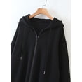 thumbnail image 3 of Women's Zip Up Long Sleeve Oversized Drawstring Hoodie Hooded Sweatshirt,Black,M, 3 of 6