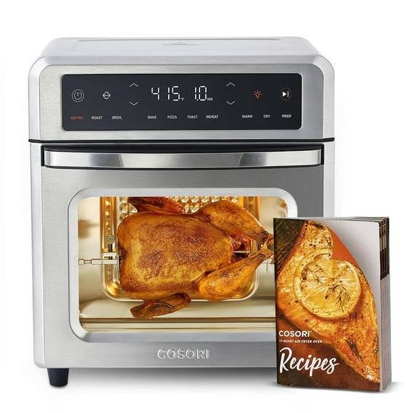 COSORI Air Fryer Toaster Oven, 13 Qt Airfryer Fits 8&quot; Pizza, 11-in-1 Functions with Rotisserie, Dehydrate, Dual Heating Elements with Convection Fan for Fast Cooking, Cookbook &amp; 6