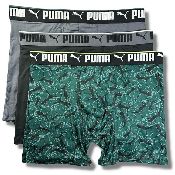 PUMA MEN'S 3 PACK - PHG 243 - 250 GREEN - LARGE - UNDERWEAR X3 BOXER BRIEF