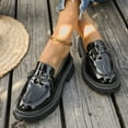 thumbnail image 4 of Wowcloth Women's Chunky Heel Loafers with Metal Chain – Glossy Finish Plus Size Shoes for Versatile Autumn Winter Fashion, 4 of 7
