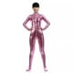 thumbnail image 5 of Traje de actuación en el escenario Zentai con medias recubiertas de pegamento y cremallera frontal para mujer, sin cabeza, cuello alto pequeño, 5 of 6