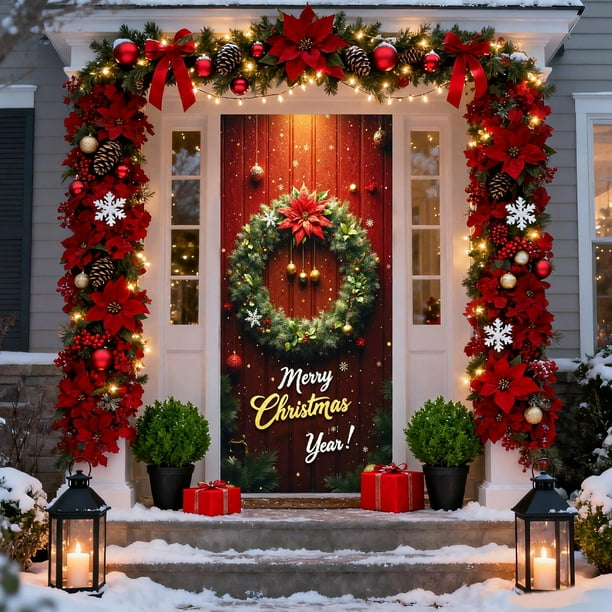 Herunwer Christmas Door Cover - Santa Claus Holiday Banner for Party Decoration
