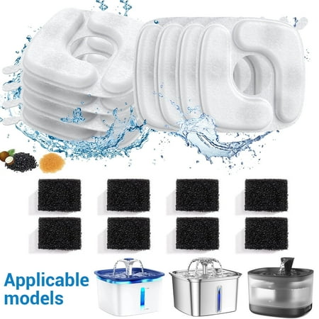 Ophanie Replacement Filters for Cat Water Fountain Veken / Ophanie 95oz/2.8L Fountain, Replacement Filters & Pre-Filter Sponges, 16 Pack
