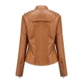 thumbnail image 4 of Women Lapel Motor Jacket Zip Up Cropped Outerwear Coat, 4 of 5