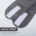 thumbnail image 3 of Banda para el cabello de microfibra para mujer, banda para el cabello lavable para el cuidado de la cara, banda ajustable con cinta mágica para baño, desmaquillaje y deporte, gris oscuro, paquete de 5, 3 of 5