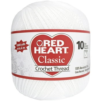 Red Heart Classic White Cotton Yarn, 1000 Yds Size 10