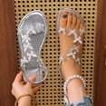 thumbnail image 2 of BRGZLK Flat Sandals For Women 2026 Dressy Butterfly T-Strap Sparkly Bling Summer Elastic Ankle Strap Jeweled Casual Beach Wedding Party Dress, 2 of 5