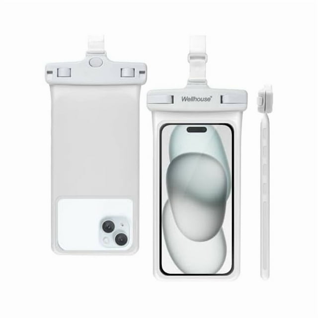wonima02 Waterproof Phone Pouch, Waterproof Phone Case for iPhone 16 15 14 13 12 Pro Max XS Samsung, IPX8 3D Cellphone Dry Bag Beach Essentials (1 Pack - White7.0, 7 inch)