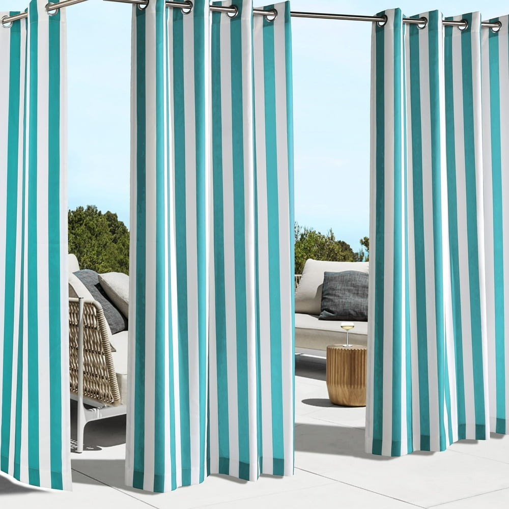 Outdoor Curtain Panel - Waterproof – Cabana Curtain - Turquoise Stripe