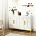 thumbnail image 5 of HLR 48" Modern Wood Credenzas & Sideboards with Gold Trim, Storage Cabinet with 4 Doors, White, 5 of 9