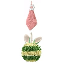 Unique Bargains 2 Pcs Solf Hand Towel 6" x 15"/7" x 7" Pink Pattern 2 Green