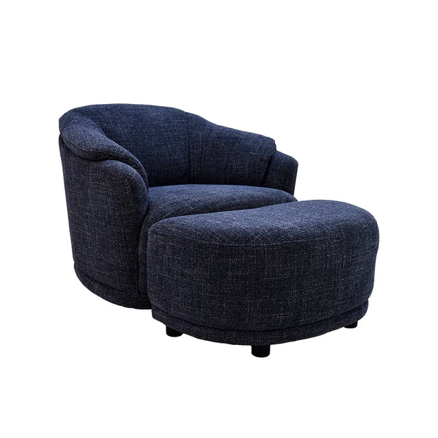 Sillón Giratorio Savoy con Taburete - Azúl Marino