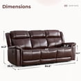 thumbnail image 4 of Ebello Genuine Leather Manual Reclining Sofa, Luxurious Modern 3-Seater Couch with Padded Headrest and Armrest for Living Room, Home Theater, Brown, 4 of 10