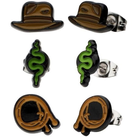 Indiana Jones and the Dial of Destiny Enamel Stud Earrings Pack (3 Pairs) – Base Metal & 316L Steel