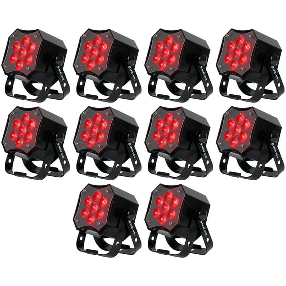 (10) American DJ MOD STQ Compact 7 x 8 Watt LED DMX Par Can Wash Lights w/Remote