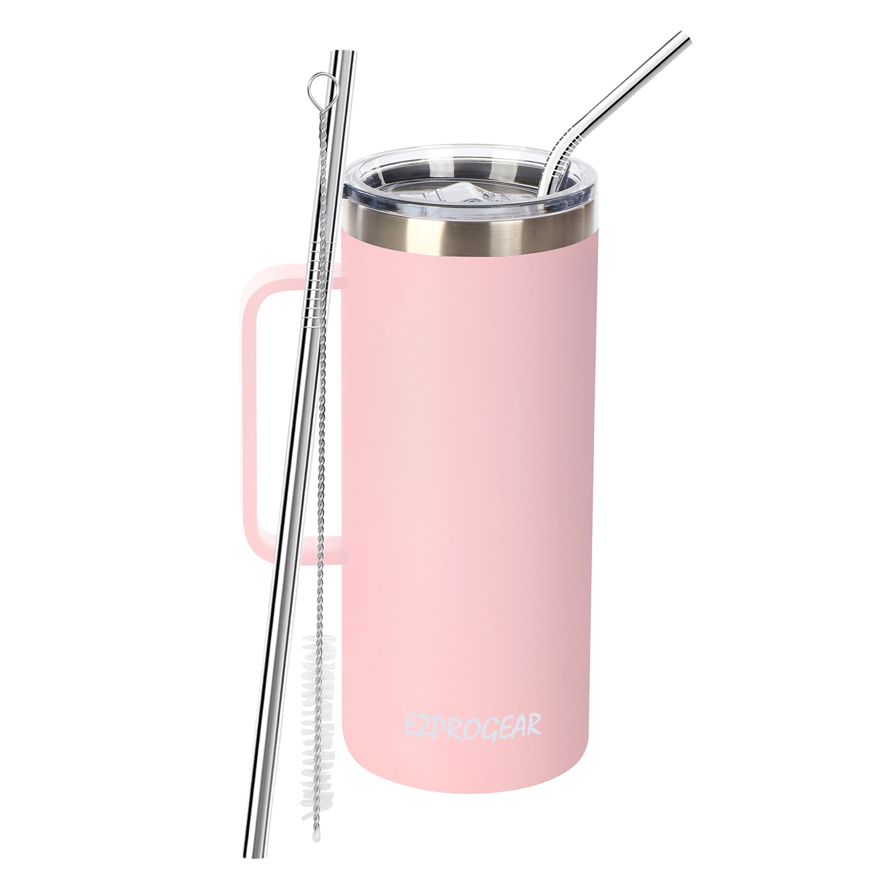 Ezprogear 32 oz Carnation Pink Stainless Steel Beer Mug Tumbler Double