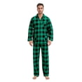 thumbnail image 1 of Apparonia Conjunto de Pijamas para Hombre Pijamas de Algodón con Cuello con Muescas para Hombre Ropa de Dormir de Manga Larga para Hombre con Bolsillos y Parte Delantera Fly Cuadros Verde Navidad L, 1 of 7