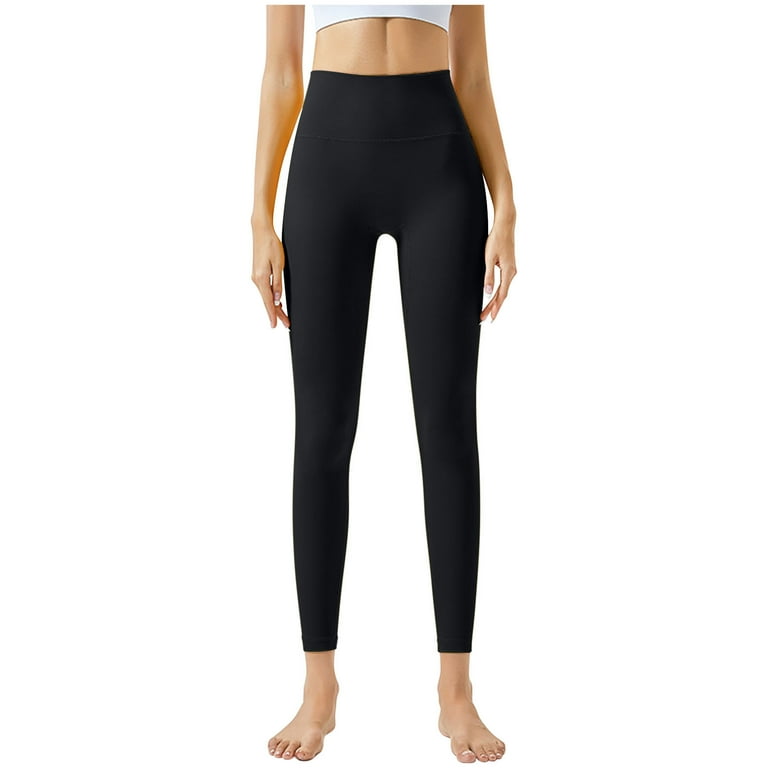 Ayolanni Black Petite Leggings for Petite Women s Fashion Solid High Waisted Pants Ladies Bottom Lift Yoga Pants Size Small