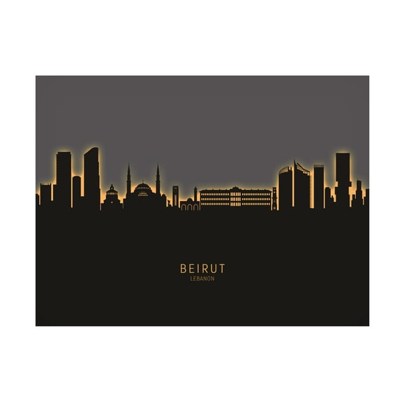 Michael Tompsett 'Beirut Lebanon Skyline Glow II' Canvas Art