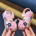 thumbnail image 4 of KPOPLK Infant Baby Girls Sandals Summer Beach Outdoor Bowknot Soft Rubber Sole Toddler Princess Dress Flats Walking Shoes Size 6,Pink, 4 of 7