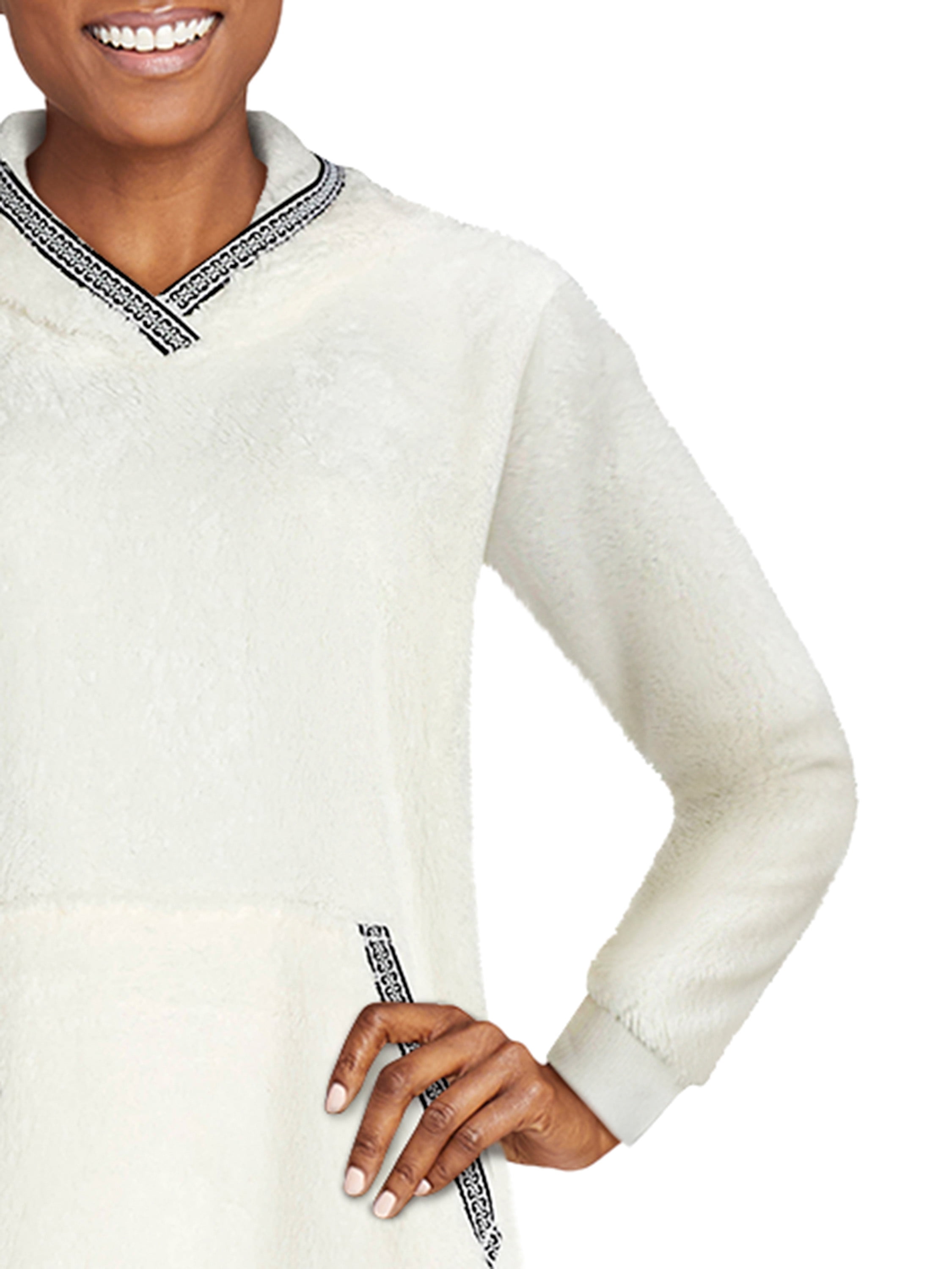 Joyspun Women's Oversized Hooded Plush Lounger, Size XS-3X