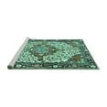 thumbnail image 2 of Ahgly Company Machine Washable Indoor Square Medallion Turquoise Blue Traditional Area Rugs, 8' Square, 2 of 4