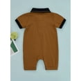 thumbnail image 4 of Cenuakty Baby Romper Short Sleeve Lapel Design Neckline Button Contrast Color Boxer Summer Jumpsuit, 4 of 9